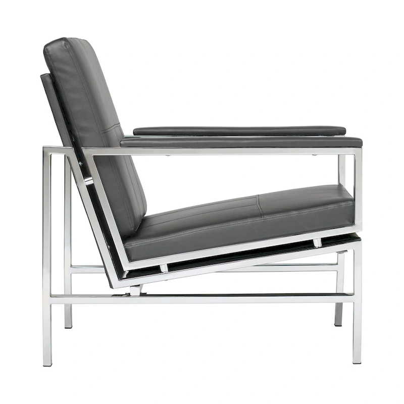 Strick & Bolton Regina Metal and Bonded Leather Mid Century Accent Chair