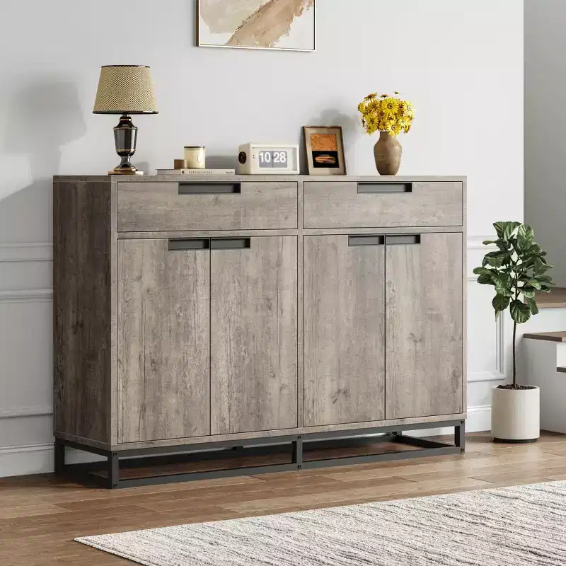 2 Drawers and 4 Doors, Sideboard Buffet CabinetCoffee Bar Buffet Table for Kitchen,