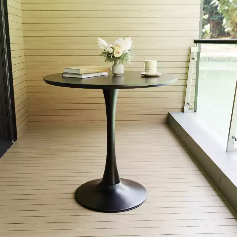 31.5 Round Dining Table, Small Kitchen Table with Pedestal Base, Mid-Century End Table or Coffee Table for Living Room or Apartment-Panipeachy