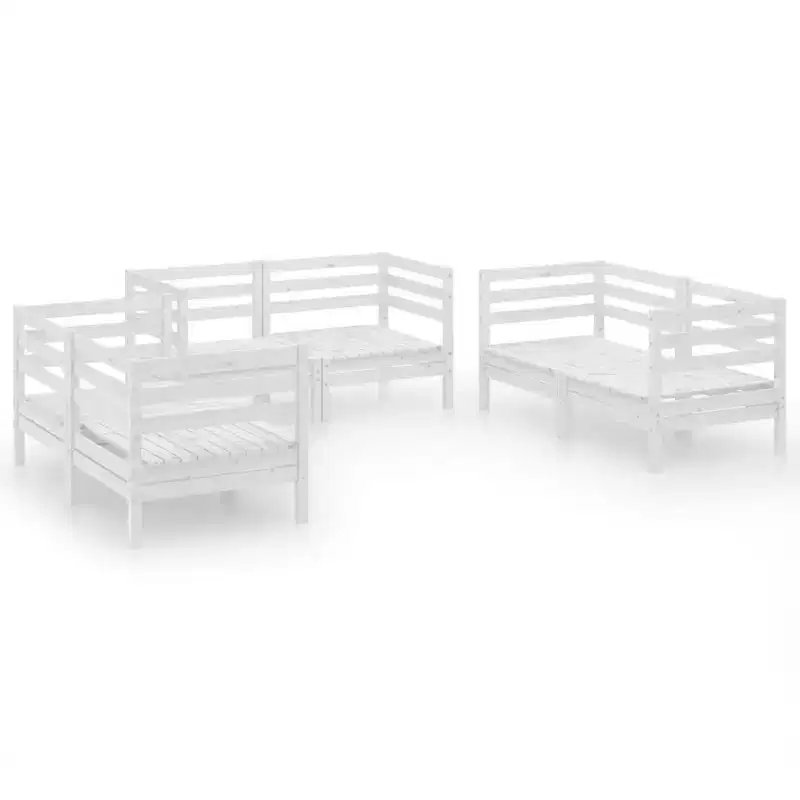 vidaXL Garden Lounge Set White Solid pinewood Modular Garden Lounge Set