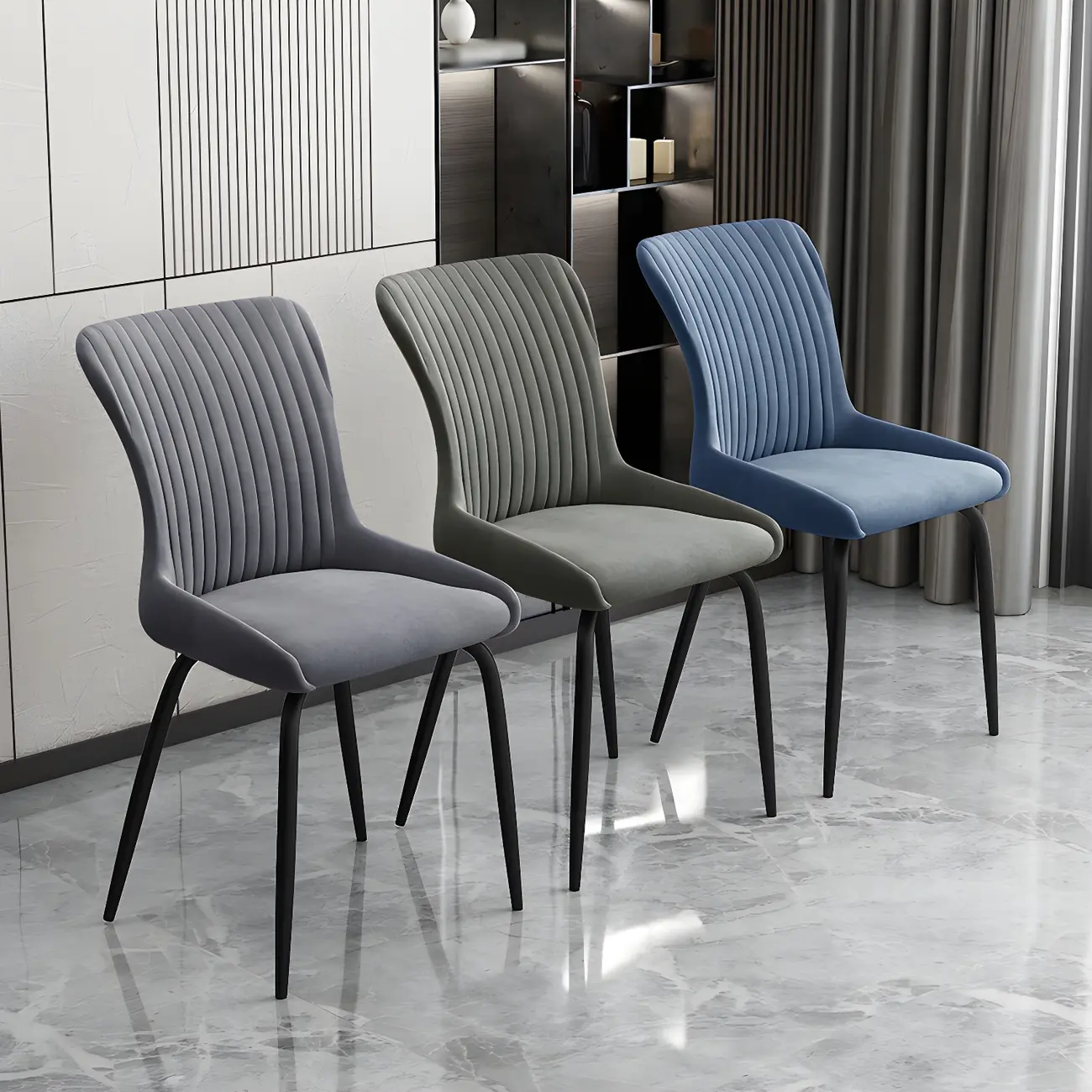 Industrial Dark Gray Armless Kitchen Dining Chairs