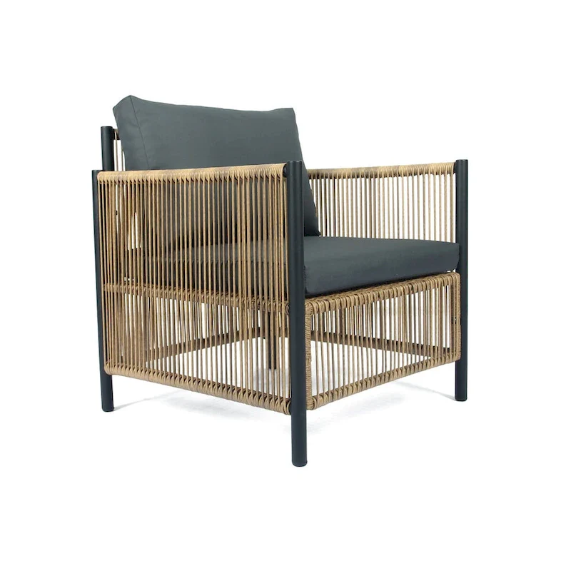 New Comming Patio 4 pieces Brown PE Wicker Sofa Set with Grey Cushion