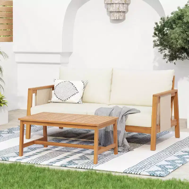 ModernLuxe 2/4pcs Patio Sofa Set Outdoor Conversation Chat Set Weather-resistant Garden Seating Group with Soft Cushion & Coffee Table