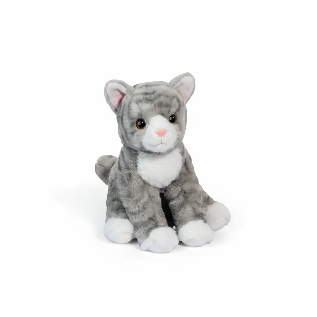 Tabbie Striped Gray Cat Soft Plush Stuffed Animal Sitting Pose