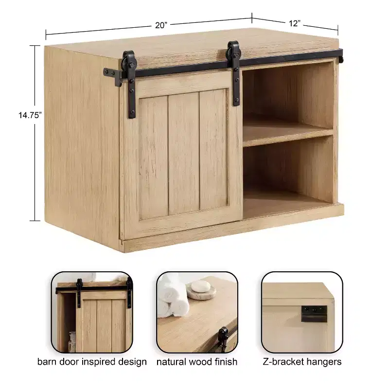 Kate and Laurel Cates Wood Floating Side Table with Cabinet