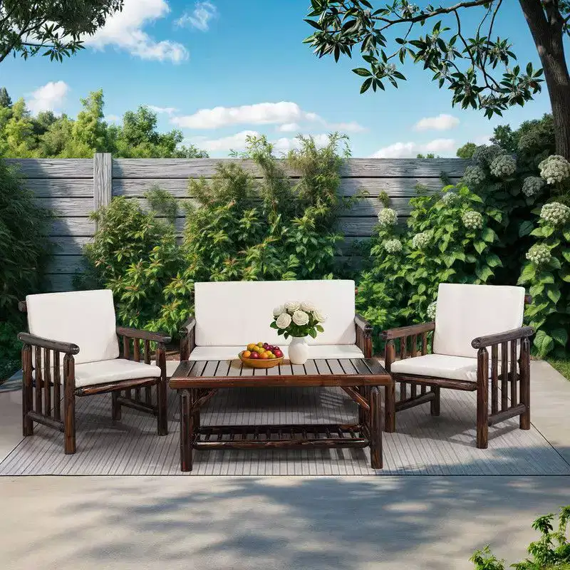 Karl Home Patio 4-Piece Wood Conversation Set