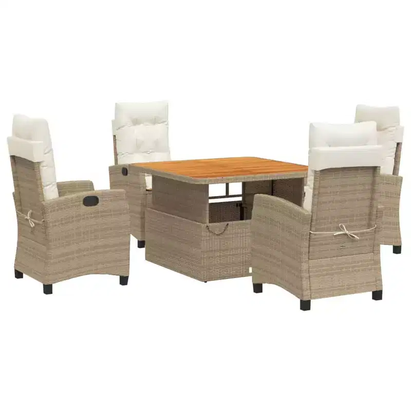 vidaXL Garden Dining Set Beige and Brown