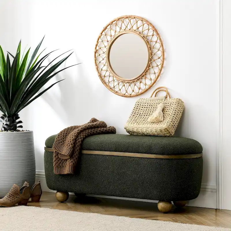 Storage Ottoman Bench, Upholstered End of Bed Ottoman Bench with Storage and Seating, Large Blanket Storage Bench for Foot Rest