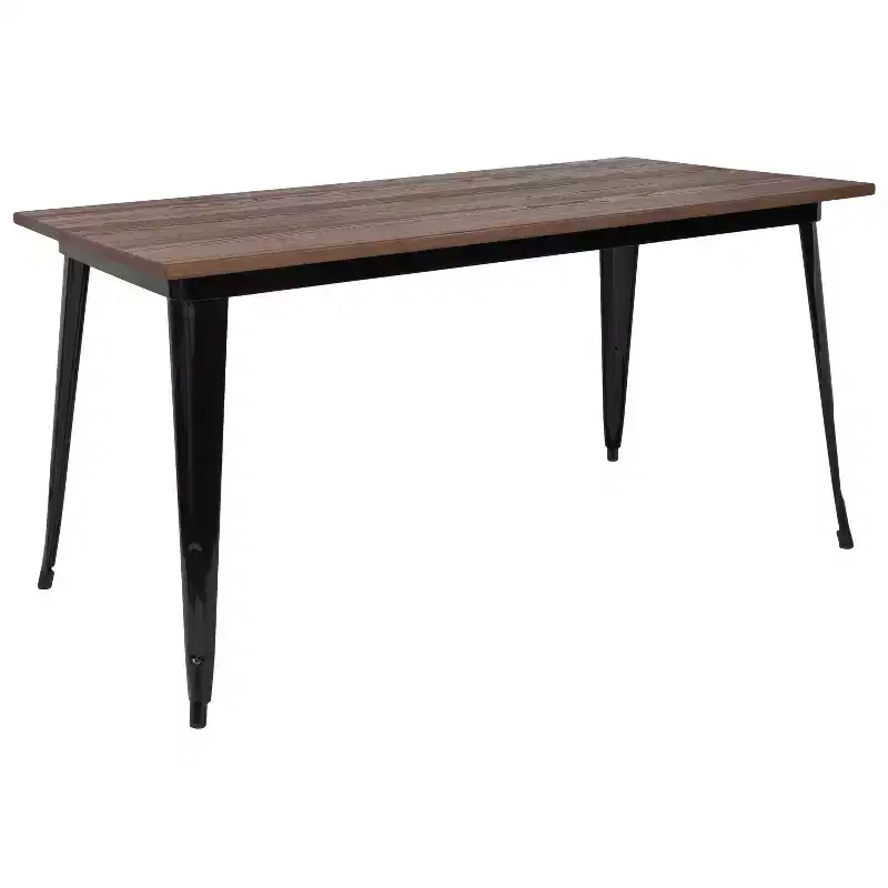 Merrick Lane Rectangular Steel Frame Square Table With Wood Top