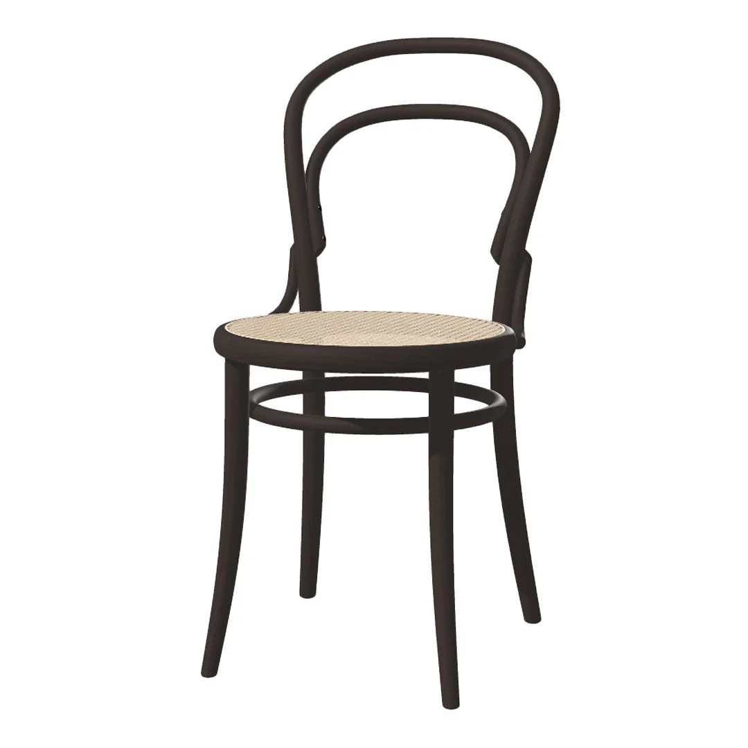 Classic Bent Beech Wood Café Side Chair with Cane Weave Seat for Dining Room
