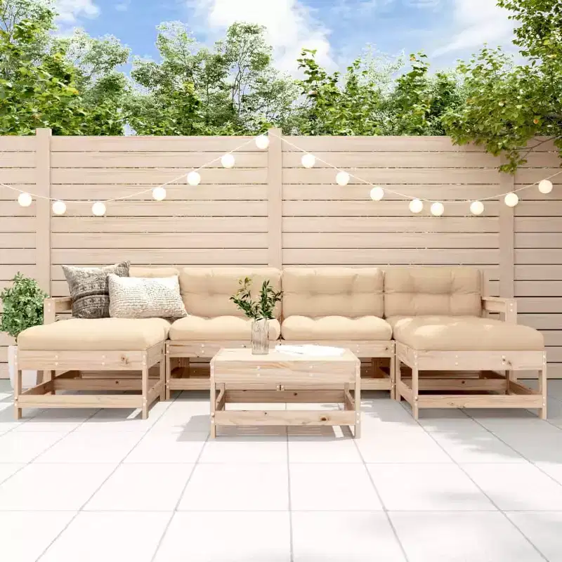 vidaXL Garden Lounge Set Natural Pine Solid Pine Wood, Plywood Large