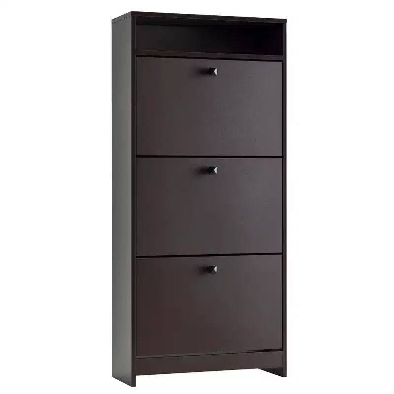 Slim Shoe Storage, Trendy Shoe Rack with 3 Large Fold-Out Drawers & a Spacious Top Surface