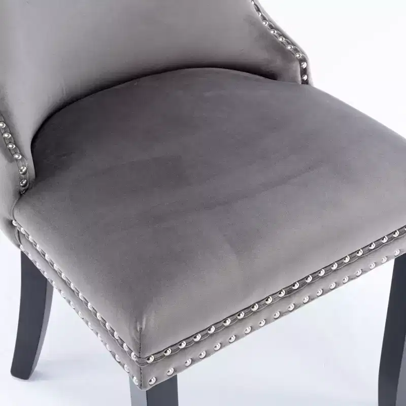 Okak Retro Dining Chairs Set of 2, Comfy Upholstered Wing-Back Chairs with Backstitching Nailhead Trim, Kitchen Chairs with Solid Wood Legs