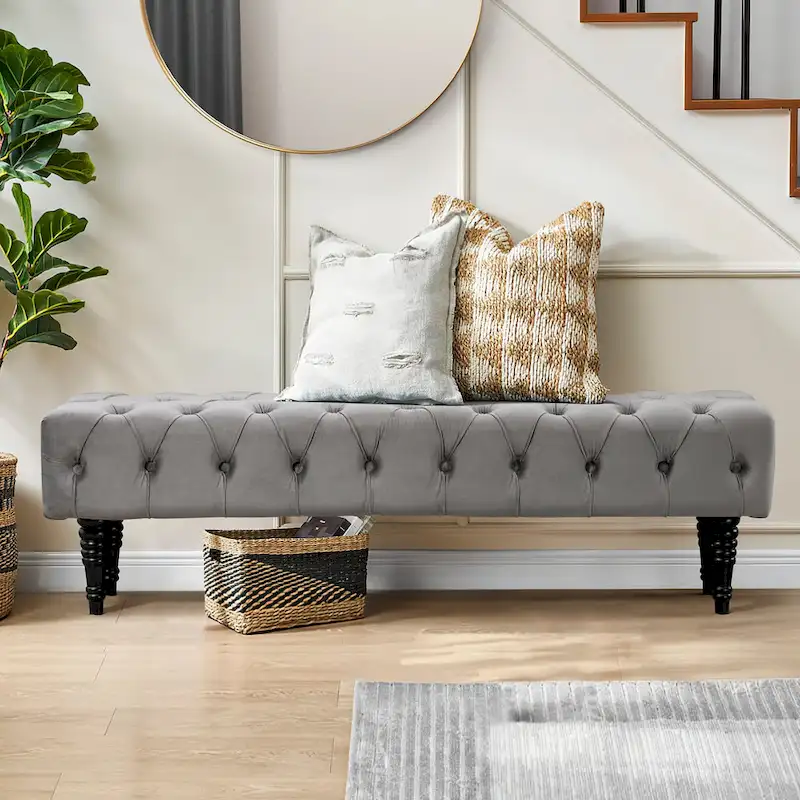 AVAWING Upholstered Tufted Ottoman Bench Accent Entryway Bench