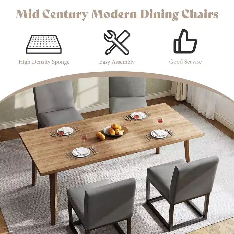 AMERLIFE Mid Century Linen Dining Chairs Set of 6, Modern Upholstered Dinner Chairs