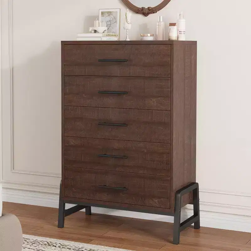 Freestanding 6 Chest of Dresser, Storage Drawer Dresser, Wooden Closet Storage Chest for Living Room, Bedroom, Entryway