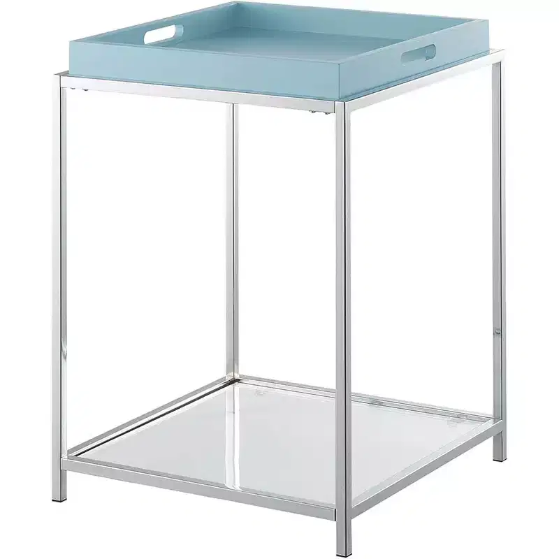 24 in.H Blue Color Rectangle Metal Table Top End Table 1 -piece