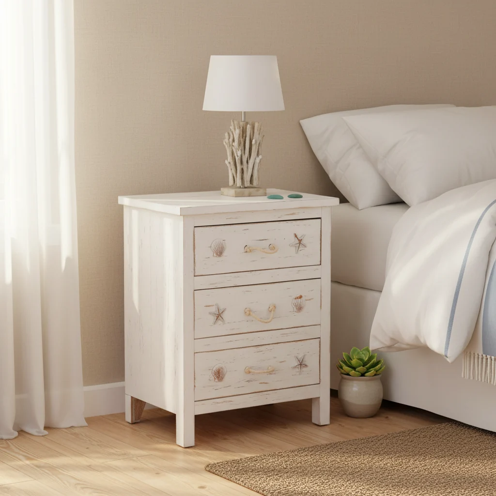 White Solid Wood 3 Drawer Accent Chest with Sea-Inspired Pulls