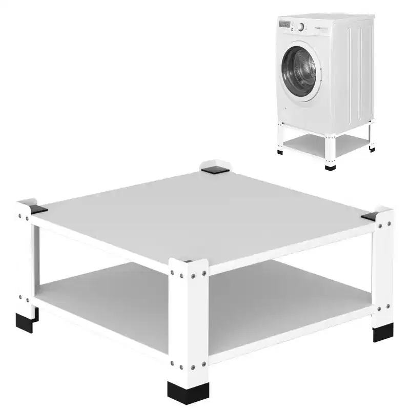 GustoWave Washer and Dryer Pedestals, Heavy Duty Washing Machine Base Stand with Storage Shelf, White