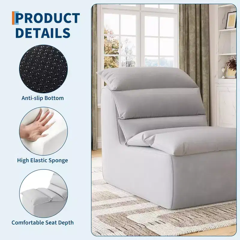 Ergonomic Bean Bag Lounge Chair, Polyester & Sponge, Non-Slip Base, 39.4