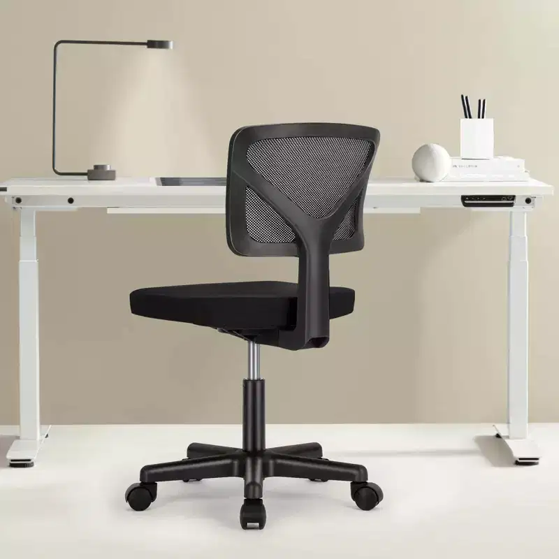 Armless Mesh Office Chair with Adjustable Height and Lumbar Support, Swivel Rolling Computer Desk Chair for Small Spaces