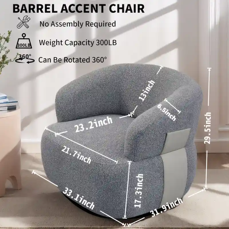 Kieon 33W 360 Swivel Modern Barrel Chair Accent Chair Set of 2