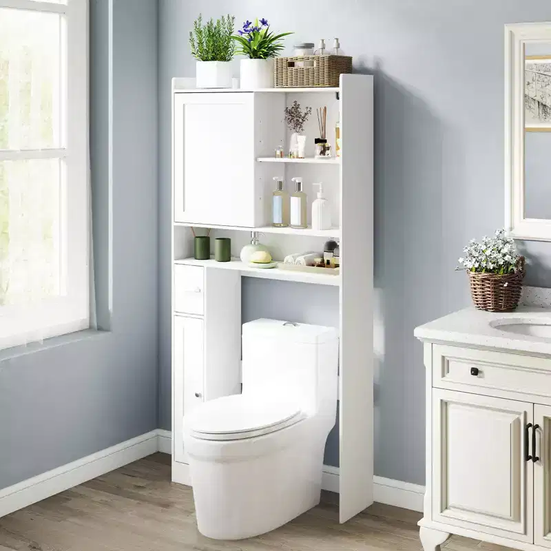 Over the Toilet Cabinet Space-saving Bathroom Storage Organizer w/ Sliding Door