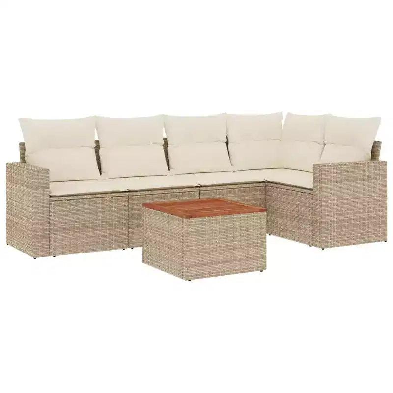 vidaXL 6 Piece Patio Sofa Set with Cushions Poly Rattan
