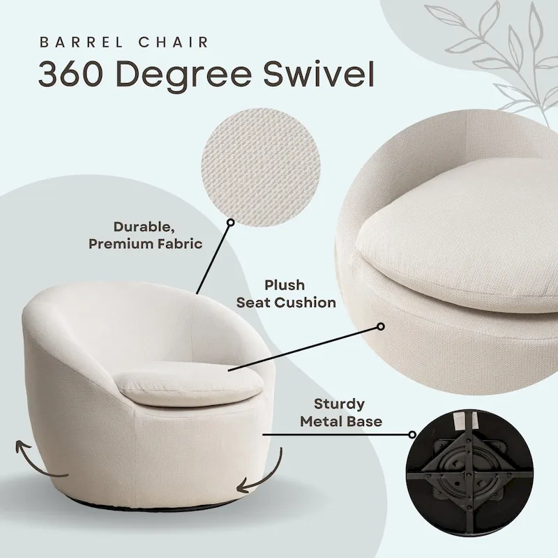 Roundhill Furniture Winnie Modern Swivel Barrel Chair