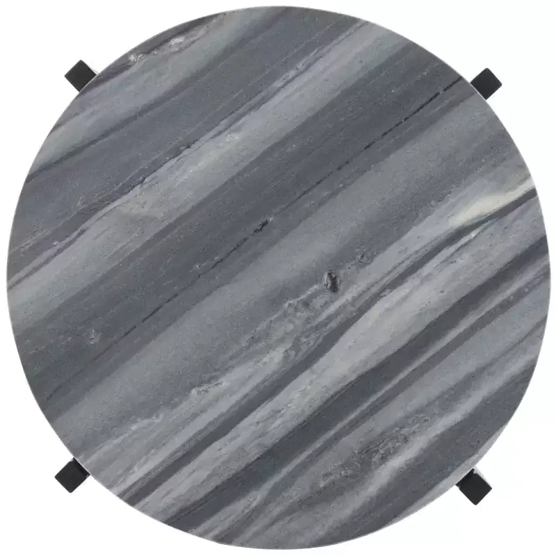 Gustavia Round Accent Table - ACC9805 - Grey Marble/Black - Safavieh