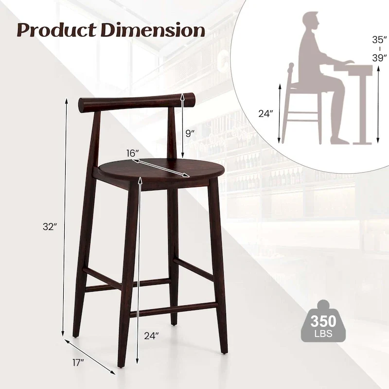 Wooden Bar Stools Set of 2/4 with Acacia Wood Legs