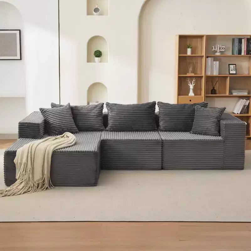 106 Cloud Couch Sectional Sofa with L-Shape Chaise and Memory Foam, 3-Seat Modular Sofa for Living Room, No Assembly Required