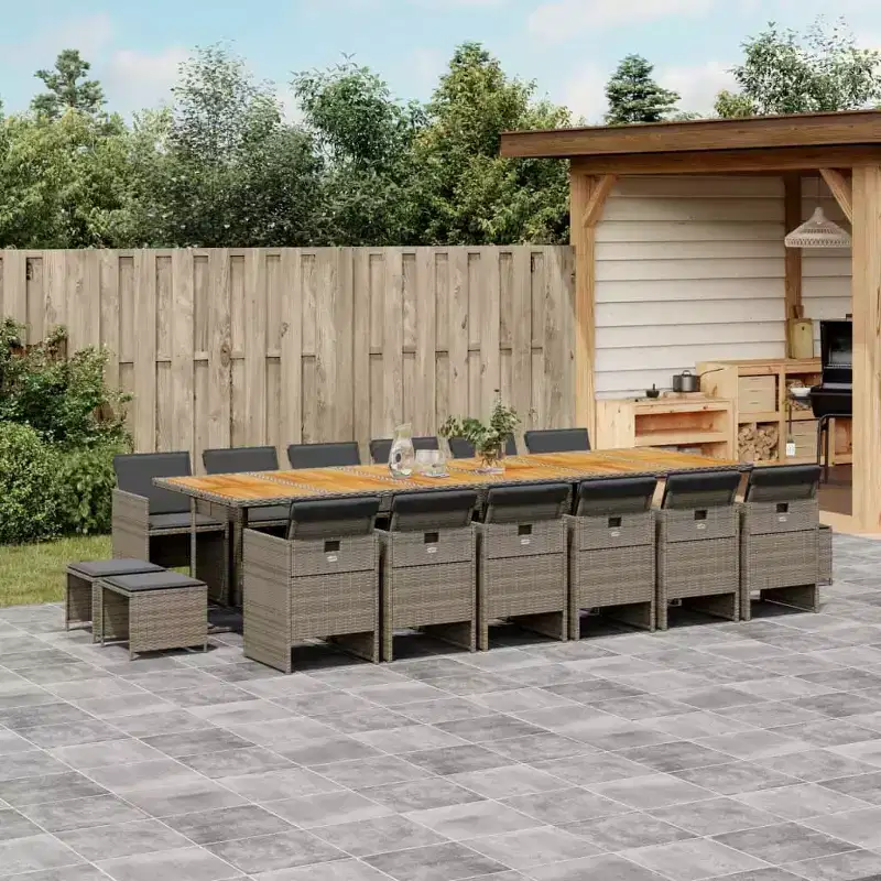 vidaXL Garden Dining Set Grey, Brown, Dark Grey