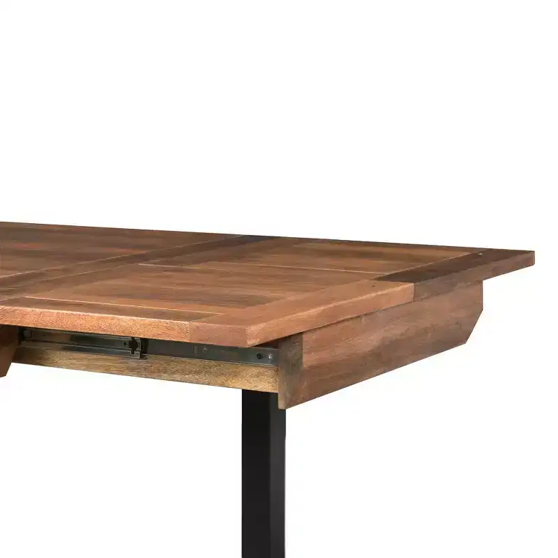 Brown & Black Extendable Rectangular Dining Table – Seats 6–8