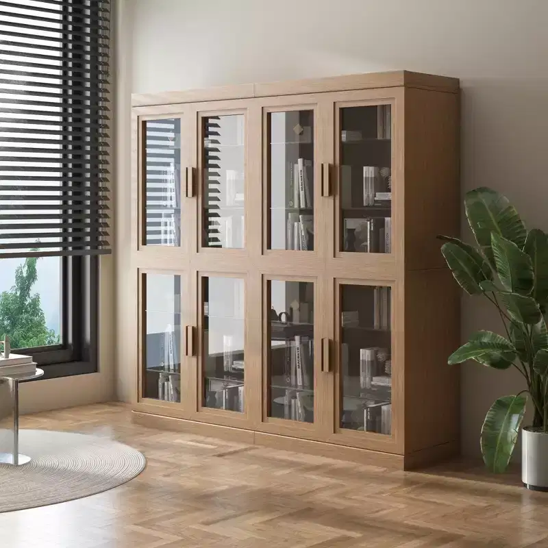 Glass Door Storage Cabinet with Adjustable Shelves