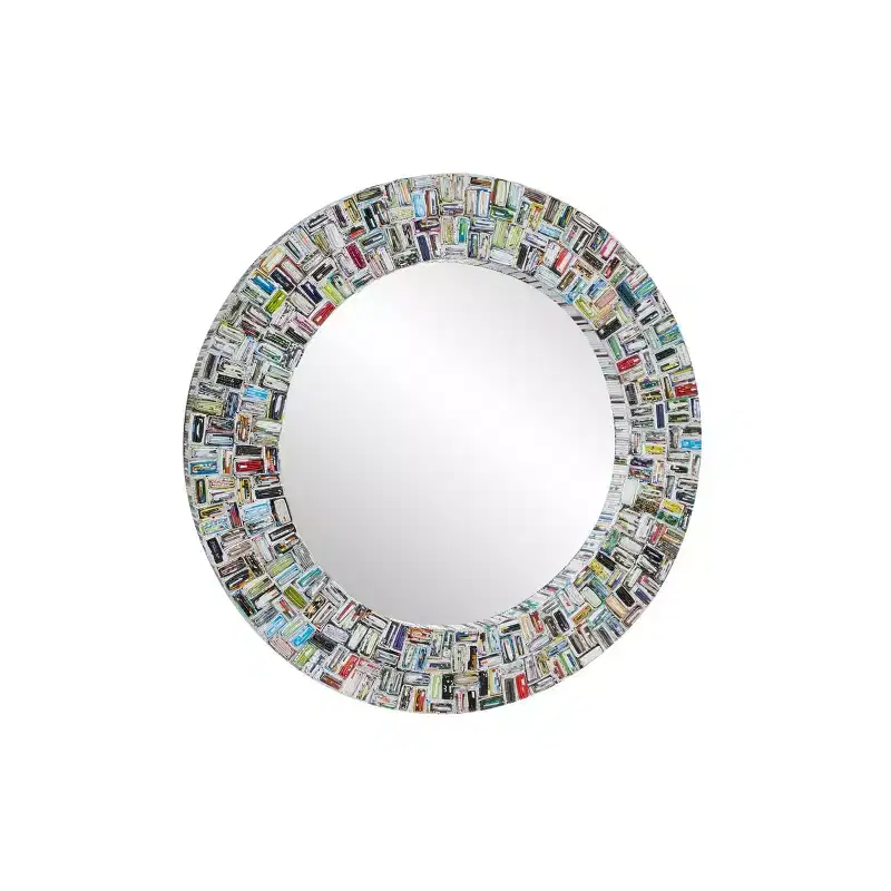 Handmade Recycled Magazine Frame Bohemian Wall Mirror with Velvet Frame No Assembly