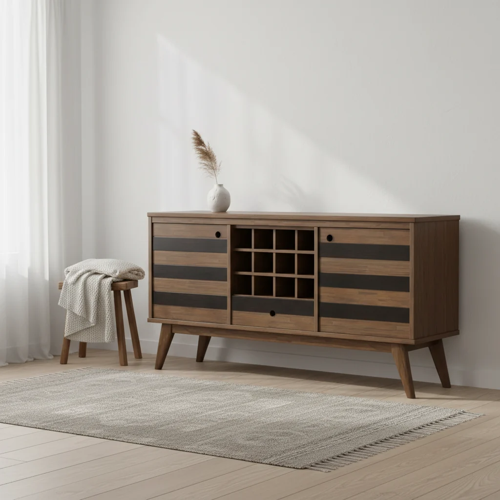 Sideboard with Wine Storage Rustic Natural Aged Brown