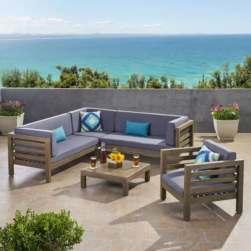 Oana 5pc Acacia Sectional Sofa Seating Set - Christopher Knight Home