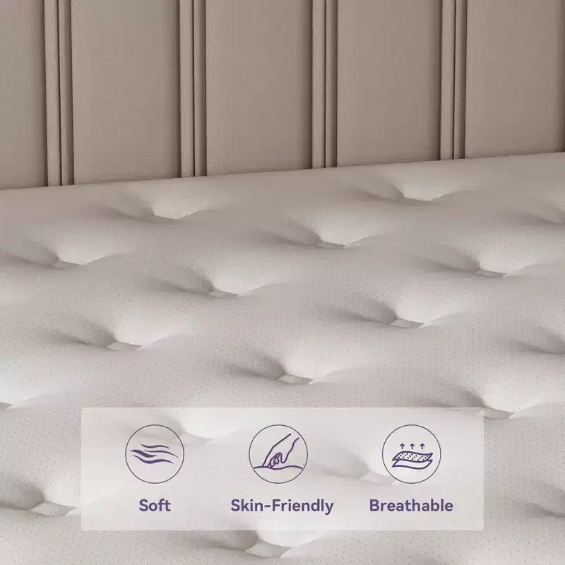 Sailvan Hybrid Mattress 12 inch, Purple Mattress in a Box, Medium Firm Mattress, Pressure Relief, CertiPUR-US
