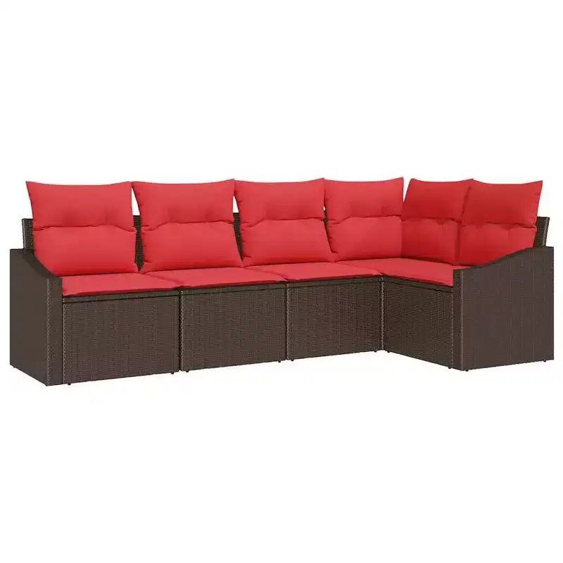 vidaXL Garden Sofa Set 5 pcs Brown Poly rattan