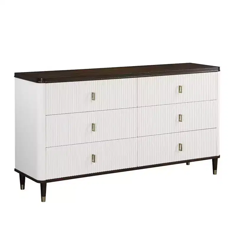 Acme Furniture 66.5" Carena Decorative Storage Drawer White & Brown Finish: 5-Drawer Wood Composite, No Assembly Required