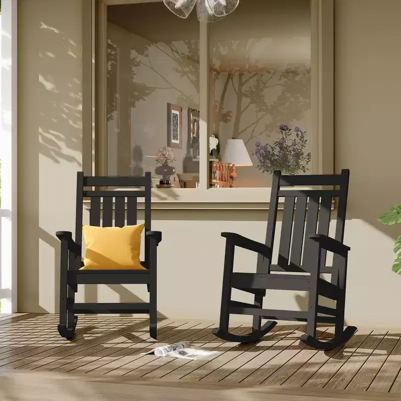 Oversized HDPE Outdoor Rocking Chairs, Heavy Duty All-Weather Patio Rockers, Durable Porch Rocking Chairs for Outside, Front Yard, Deck, Garden