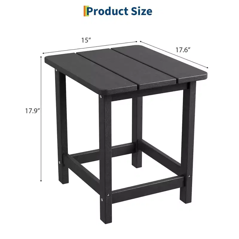 GustoWave Outdoor HDPE Square Side Table - Adirondack Style Patio End Table for Beach,Pool,Garden, Balcony, Porch