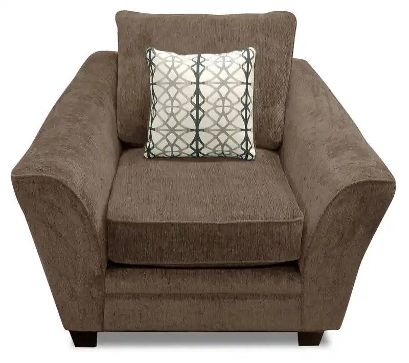 49 Chenille Fabric Chair with Flared Arms and Wood Legs - Charcoal Grey