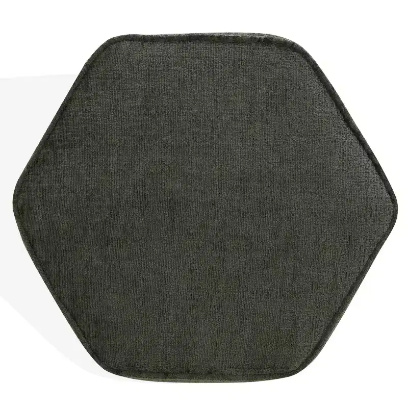 Rosaria Chenille Hexagon Ottoman — Wood Frame, Polyester, Polyurethane Foam