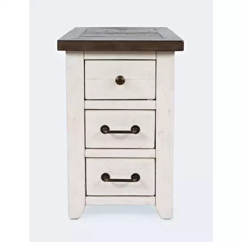 Jofran,Harris USB Charging Side Table- White Color