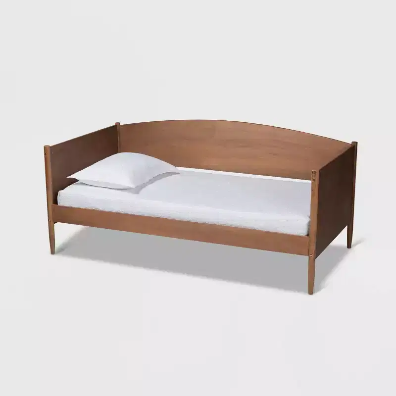 Twin Veles Wood Daybed Ash Walnut - Baxton Studio: Mid-Century Modern, Smooth Finish, MDF & Rubberwood, Platform Bed