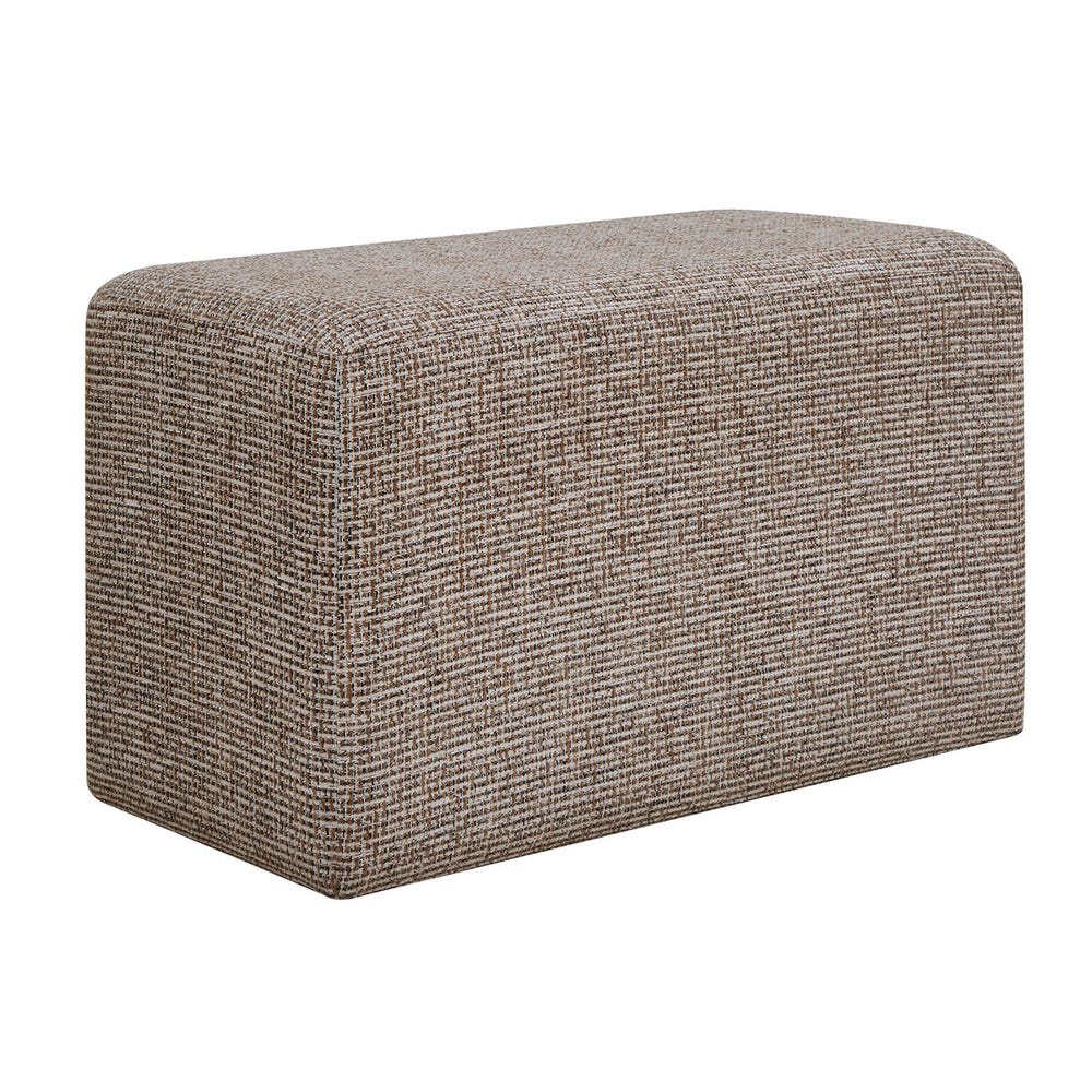 Woven Checkered Caramel Onyx Cream Accent Ottoman