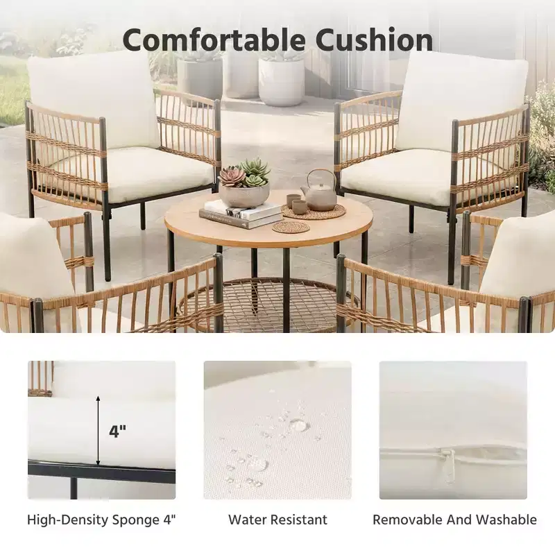 LAUSAINT HOME All-Weather Wicker Patio Conversation Set with Thick Cushions