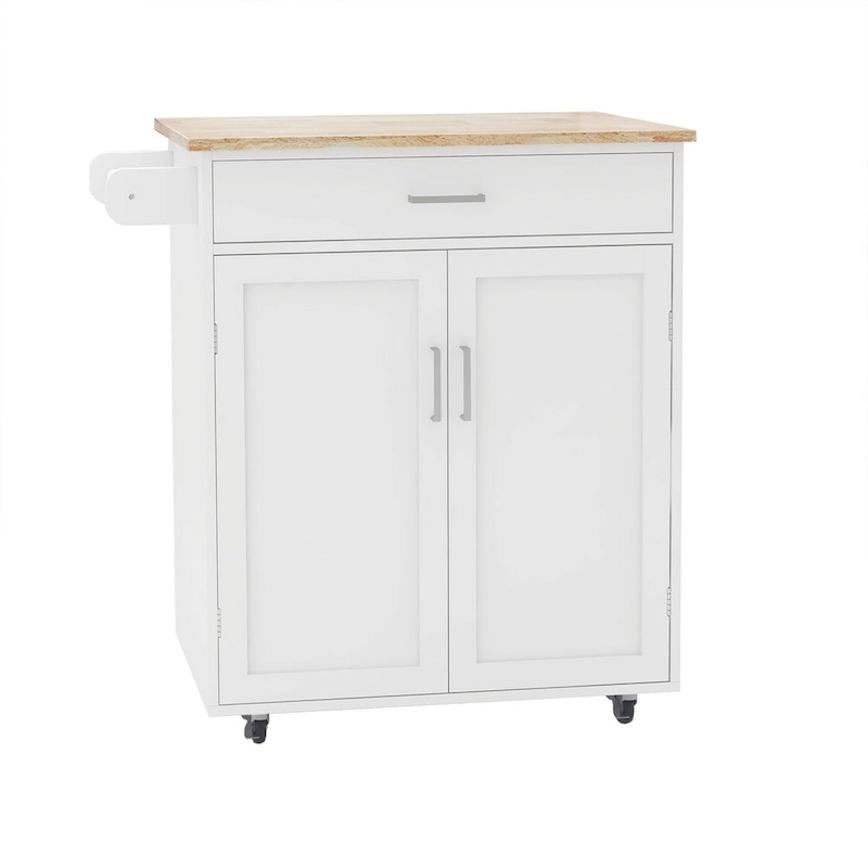 Kitchen Island Rolling Trolley Cart with Adjustable Shelves and Towel Rack - 32.68L * 17.72W * 36.02H